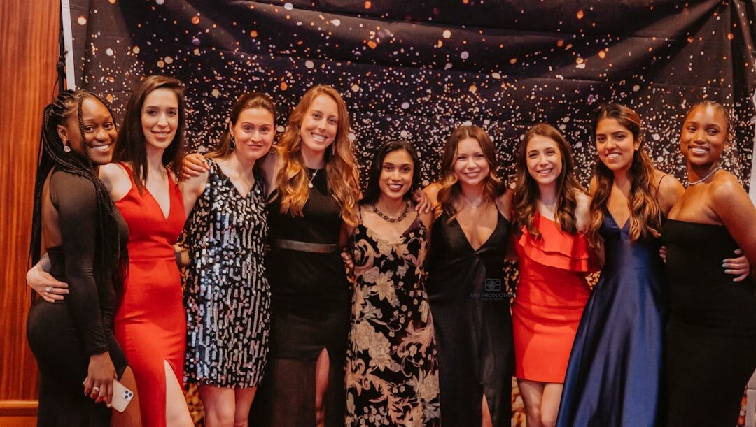 group of celebrities at event